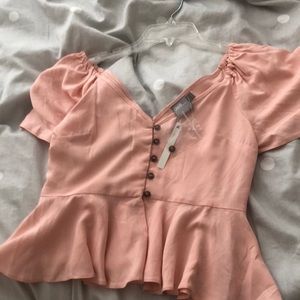 ASOS Pink Peplum Blouse